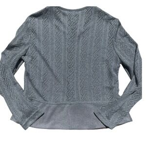 Nicole Studio Silver Pink Mother of Pearl Peplum Cardigan Sweater Sz 10